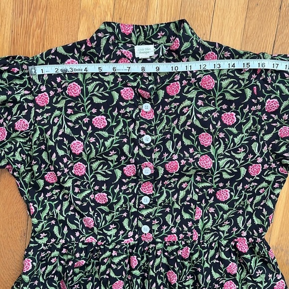 Little Tibet Boutique S / M 100% Cotton Tiered Skirt Puff Sleeve Maxi Dress - Picture 8 of 14